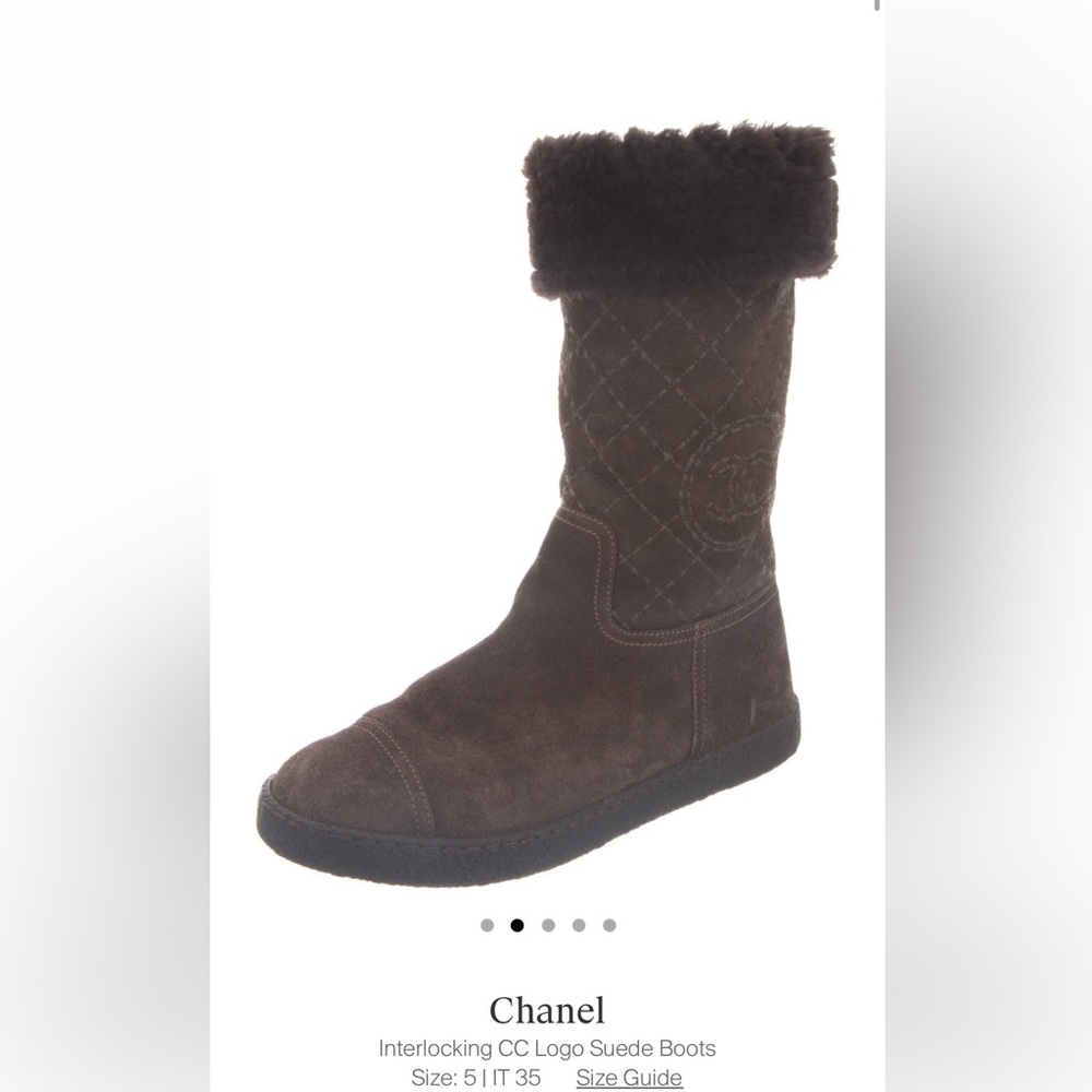 Chanel Interlocking CC Logo Suede Boots
